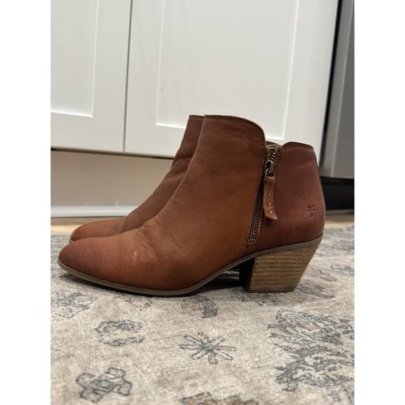 Frye Judith Whiskey Women’s Double Zip Ankle Booties Size 9 Brown Leather Boho - Picture 5 of 13